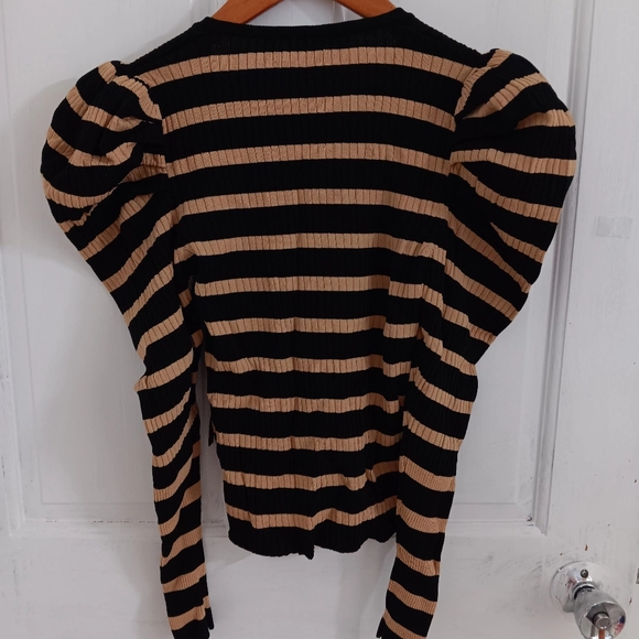 Zara Ballon Sleeved Stripped Sweater - Picture 3 of 5